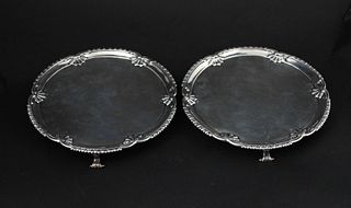 Two English Sterling Silver Footed Salvers