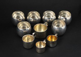 Six Poole Sterling Silver Stemless Cups
