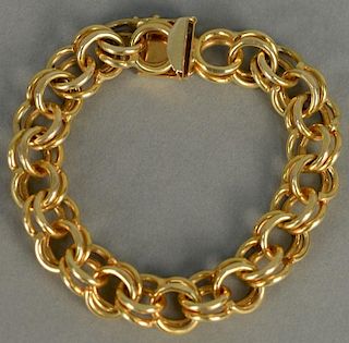 14K gold bracelet with double circle links. 
45.2 grams