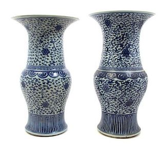 A Pair of Chinese Porcelain Vases, Height 16 5/8 inches.