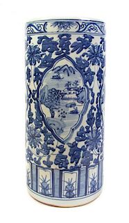 A Chinese Porcelain Umbrella Stand, Height 17 3/4 inches.