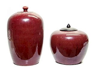 Two Chinese Porcelain Ginger Jars, Height of taller overall 12 3/4 inches.