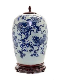 A Chinese Porcelain Ginger Jar, Height 11 3/4 inches.