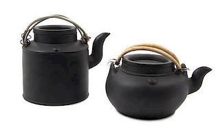 Two Chinese Yixing Pottery Teapots, Height of first 6 inches.
