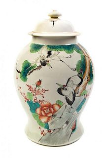 A Chinese Porcelain Jar and Cover, Height 16 1/2 inches.