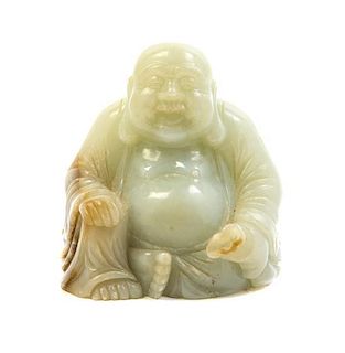 A Chinese Carved Hardstone Figure of Mi Le Fo Buddha, Height 4 1/4 inches.