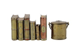 Six Brass and Copper Book-Form Snuff Boxes