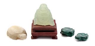 A Collection of Five Carved Hardstone Articles, Height of first 2 1/2 inches.