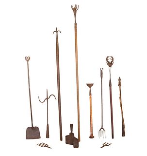 Group of Wrought-Iron and Wood Tools