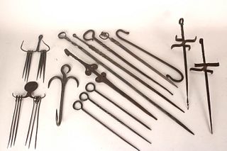 Group of Wrought-Iron Skewers and Hooks
