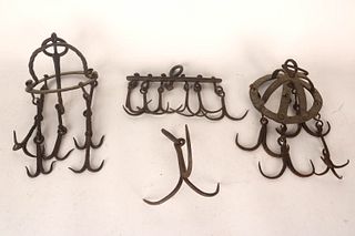 Four Wrought-Iron Tiered Game/Meat Hooks