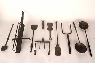 Group of Assorted Wrought-Iron Kitchen Utensils