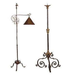 Wrought-Iron and Brass Torchere
