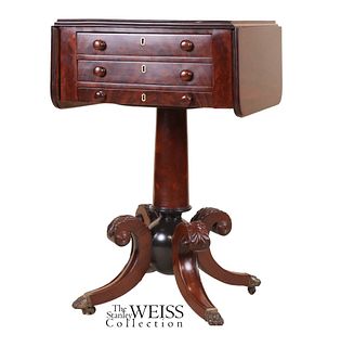 Classical Mahogany Worktable with Cannonball Base