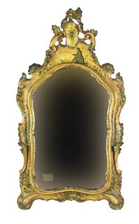 Rococo Style Painted Wood Mirror