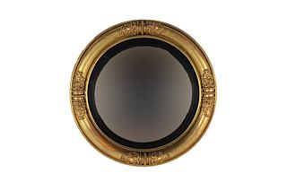 Regency Style Ebonized & Giltwood Convex Mirror