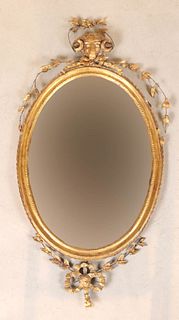 Neoclassical Giltwood Oval Pier Mirror