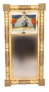 Classical Eglomise-Inset Giltwood Pier Mirror