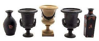 Two Wedgwood Basalt Vases, Height of tallest 5 3/8 inches.