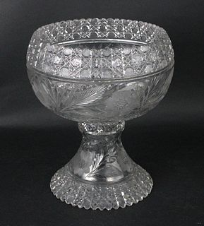 Large Cut Crystal Punchbowl on Stand