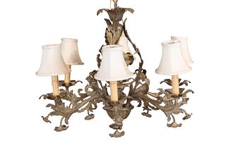 Neoclassical Style Gilt Metal 6-Light Chandelier
