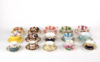 Group of English Teacups and Saucers
