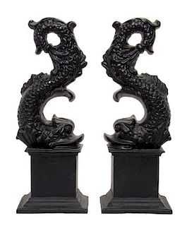 A Pair of Victorian Style Cast Iron Door Stops, Height 18 1/2 inches.