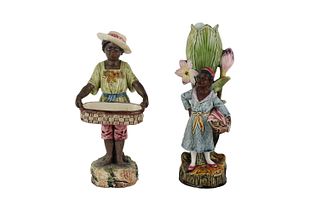 Two Majolica Figures with Baskets