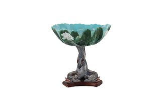 Holdcroft Majolica Dolphin-Base Compote