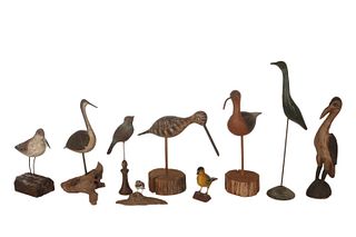 Nine Shorebird and Song Bird Decoys
