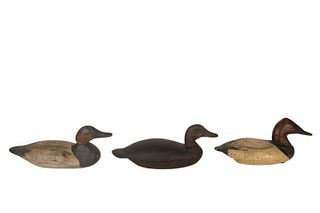Three Painted Wood Duck Decoys