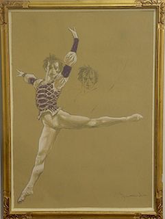 Jamie Wyeth (b. 1946) 
colored lithograph 
"Nureyev" 
signed in pencil lower right: A.P. Jamie Wyeth 
33 1/2" x 24"