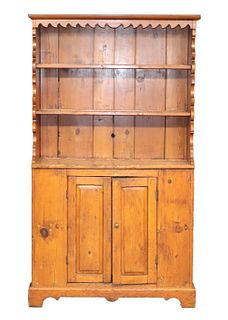 Stained Pine Step-Back Cupboard