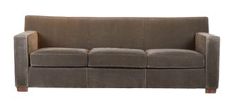 Modern Grey Suede-Upholstered Sofa