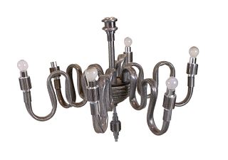 Contemporary Gray and Black Tubular Chandelier