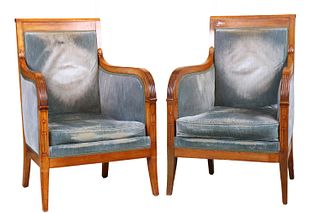 Pair of Art Deco Maple Club Chairs