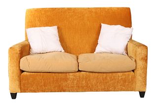 Modern Velvet-Upholstered Love Seat