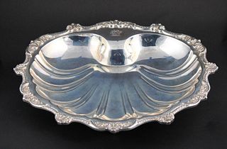 Large Silver Plated Shell Form Footed Platter