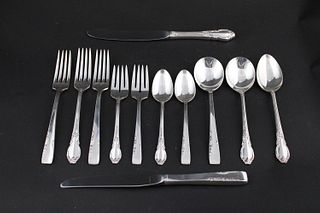 Group of Silver Plated Flatware and Serving Items