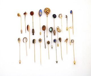 Large Collection of Gold and Gem-Set Stickpins