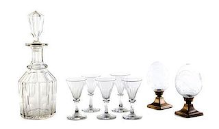 An Assembled Cut Glass Drink Set, Height of tallest 5 1/4 inches.