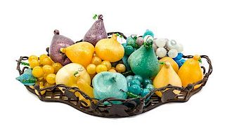 A Collection of Blown Glass Fruit, Width overall 19 1/2 inches.