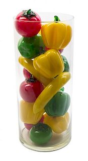 A Collection of Blown Glass Fruit, Length of longest 8 inches.