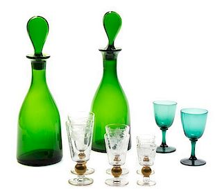 A Collection of Glass Stemware, Height of first 14 inches.