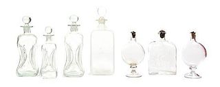 A Collection of Blown Glass Decanters, Height 11 3/4 inches.