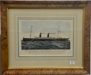 Rare Currier and Ives  hand colored lithograph  The Magnificent Steamship "ST. LOUIS" of the American Line  sight size 11" x 