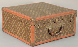 Louis Vuitton monogram suitcase with hard shell exterior opening to fitted tray insert (as is) with original paper label, Lou