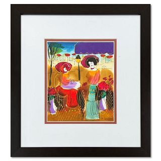 Moshe Leider, Framed Original Mixed Media Watercolor Painting, Hand Signed with Letter of Authenticity.