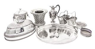 A Collection of Silver-Plate Serving Articles, Width of first 13 3/4 inches.