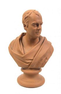 A Terracotta Colored Plaster Bust, Height 12 inches.